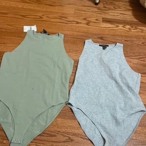 Gray and green basic forever 21 body suit size L
